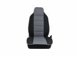 1+1 Универсални калъфи за предни седалки - релефни - еко кожа и текстил - черно със сиво
