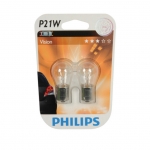 Комплект от 2 броя крушки крушка (P21W) 12V BA15S 21W в блистер бяла светлина Philips