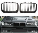 Двойни Бъбреци Решетки За БМВ BMW E36 Преди Фейслифта Черен Гланц Лак
