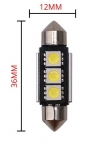Комплект от 2 броя LED Лед Диодни Крушки 3 SMD 5050 36мм 12V Бяла Светлина Canbus Error Free Bez Грешки в блистер