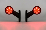 2x LED ЛЕД къси мини странични габаритни светлини тип рогче 12V 24V червено и бели за камион ремарке 2X MAR761