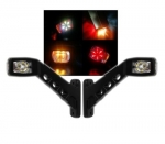 Комплект 2 броя ЛЕД LED странични гумени рогчета / маркери, габаритни светлини за камиони, тир, ремарке, каравана - 12V / 24V - бяло, oранжево, червено